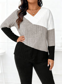 Solid Color Patchwork Knit Sweater