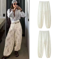 Fashionable Casual Versatile Lace Elastic Waist Loose Pants For Women