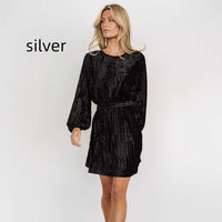 Women's Loose Knee-length Skirt Velvet Long Sleeves