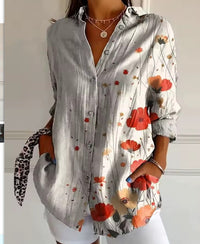 Color Matching Casual Loose Shirt Women's Clothing Button Top
