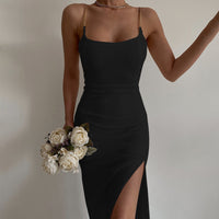 Summer Fashion New Sexy Slit Chain-Strap Dress