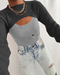 Early Autumn Sexy Topless Slim-fit Solid Color Wool Sweater Base Clothing
