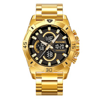 Mens Electronic Sports Chronograph Watch With A Steel Strap