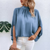 European And American-style Irregular Lace-up Half-turtleneck Shirt