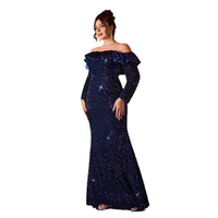 Off-the-shoulder Sequin Evening Gown For Proms