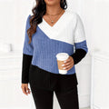 Solid Color Patchwork Knit Sweater