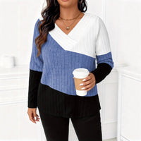 Solid Color Patchwork Knit Sweater