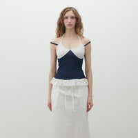 Spicy Girl Contrasting Color Patchwork Polka-Dot Camisole Slim-Fit Figure-Lifting Backless Top