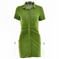 Slim-fit Short-sleeve Cardigan, Single-breasted Mid-length Top