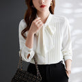 Light Brown Lacing Chiffon Long Sleeve Shirt For Women