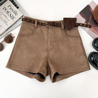 Womens Versatile Suede-Like Shorts For A Bold Edgy Look