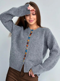 New Colorful-button Knitted Cardigan FallWinter New Arrival