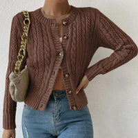 Sweater Women's Cardigan Round Neck Twist Long Sleeve Coat