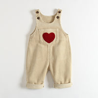 Suspender Pants Boys And Girls Corduroy Love Embroidered Jumpsuit