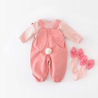 Baby Cotton Suspender Pants Spring New Baby Girl Cartoon Rabbit Ear Pants