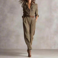 Women's Spring And Autumn Chic Plaid Jumpsuit