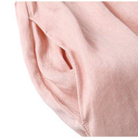 Wide Long-Sleeve Polo-Neck Cotton-Linen Embroidered Dress For Women