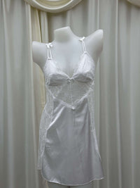 Sensual Backless Cross-Strap Slip Dress  Stretch Lace Loungewear With Ribbon Detailing And Padded Bust