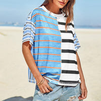 Women's Striped Casual Loose-fitting Short-sleeve Shirt