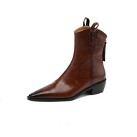 Autumn And Winter New Short Boots Women Pointed Toe Handsome British Style Martin Boots Solid Color