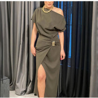 French Style Fitted Waist Long Dress Women's Summer