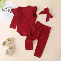 Baby Girl Love Printed Bow Hat Clothes