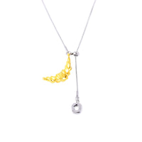 Plated Textured Moon Necklace, Minimalist Trendy All-Match Sweater Chain, Light Luxury Croissant Pendant For Women