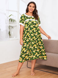 Ladies' Homewear Stitching Elastic Printing Nightdress