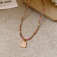 Titanium Steel Oil-drip Red Agate Bead Necklace