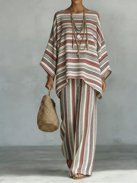 Women's Floral Print Linen Wide-Leg Two-Piece Set
