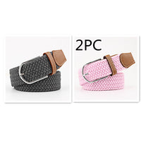 Women's Canvas Belt Student Pants Casual Stretch Braided Needle Buckle