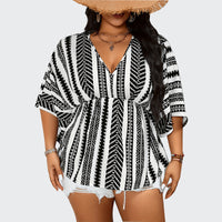 Deep V-neck Short Sleeve Pullover Women