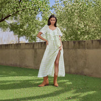 Fitted Waist Loose Casual Slimming Plaid Maxi Dress For Women