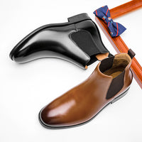 British Retro Chelsea Men's Shoes Leather Short Boots Fleece-lined