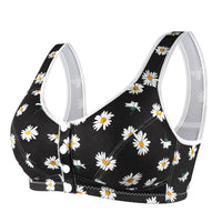 Women's Printed Wireless Wide Shoulder Strap Vest-style Soft Cotton Front Buckle