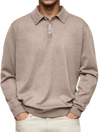 Winter Dralon Long Sleeve V-neck Buttons Men's Casual Jacket Polo Shirt