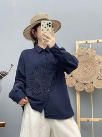 Women's Long-Sleeve New Arrival Embroidered Chic Embroidered Shirt Top