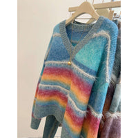Contrast Color Striped Pullover Women's Autumn And Winter
