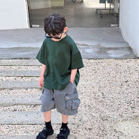Children's Solid Color Round Neck Half Sleeve T-shirt Summer Clothes