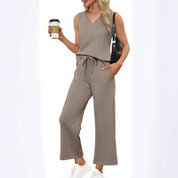 V-neck Vest And Casual Pants Set