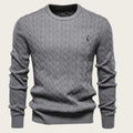 Embroidered Solid Color Knitted Sweater With Deer Pattern