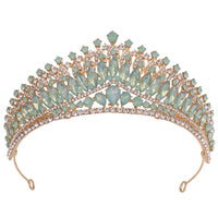 Wedding Birthday Headdress Crown Alloy Inlaid Protein Green Bright Crystal Bride