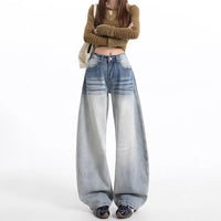 Retro Pear-shaped Texture Slim-fit Versatile Wide-leg Pants