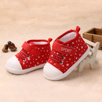 Canvas Lamb Velvet Lace-up Velcro Tape Toddler Baby Shoes