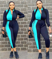 Women's Colorblock Long Sleeve Jumpsuit