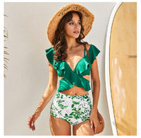 New Sexy Ruffled High Waist Bikini Women's Cross Swimsuit Off-shoulder Bikini Suit Swimsuit Summer Beachwear