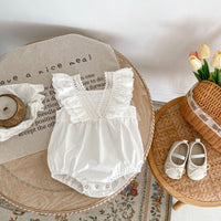 Baby Girl Lace Ruffled Strap Bag Fart Jumpsuit