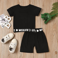 Sports Style Letter Short Sleeve Two-piece Set