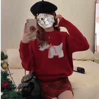 Puppy Jacquard Korean Pullover Sweater