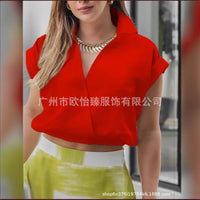 Women's Solid-Colored Sleeveless Cotton-Linen V-Neck Top